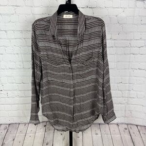 Bella Dahl Brown and Cream Polka Dot Casual Button Down Shirt Size Large